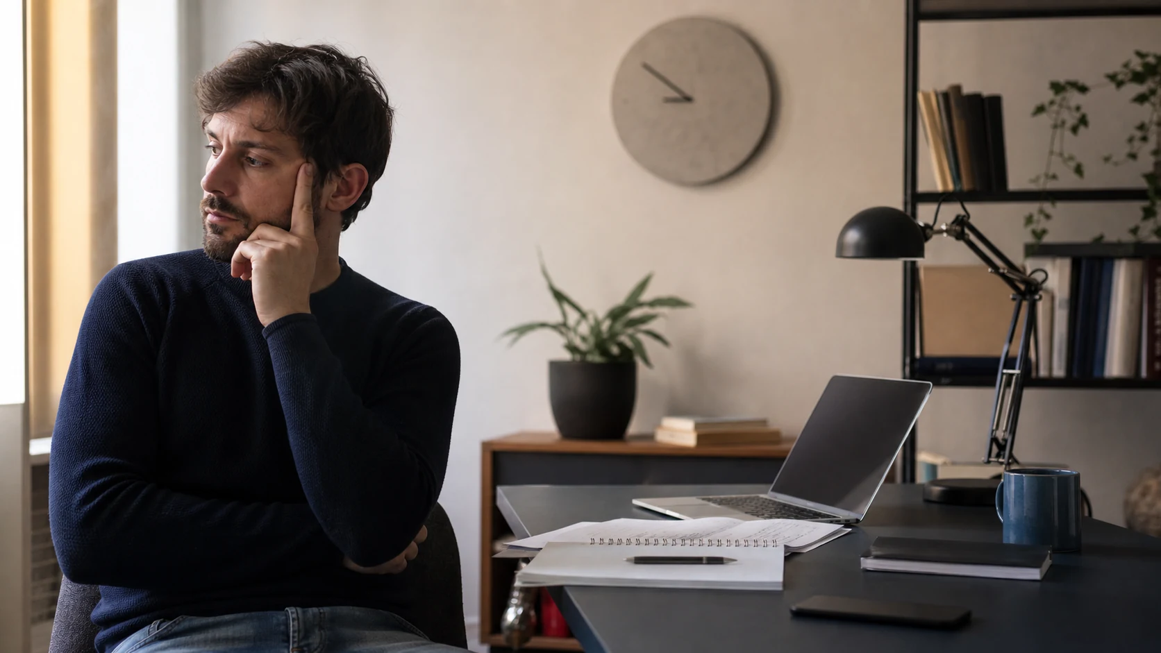 Professionista che rimanda un compito importante sotto pressione